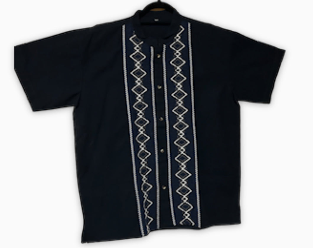 Men'S Stripe Ethnic Geometric Shapes Print Cotton Linen Shirt
